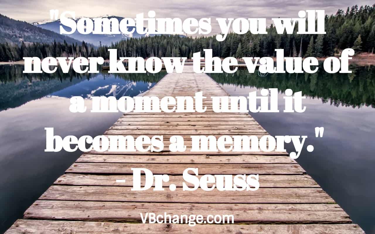 "Sometimes you will never know the value of a moment until it becomes a memory." 
- Dr. Seuss