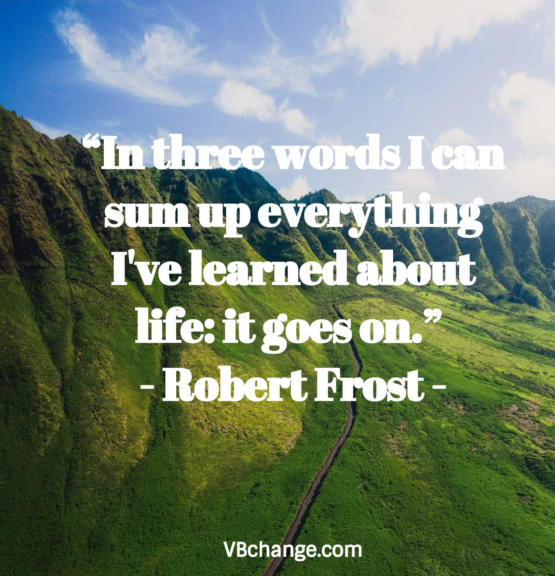 “In three words I can sum up everything I've learned about life: it goes on.” - Robert Frost