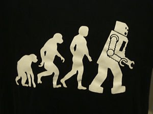 A scientific evolution sketch of mankind from a monkey that evolves to a robot
