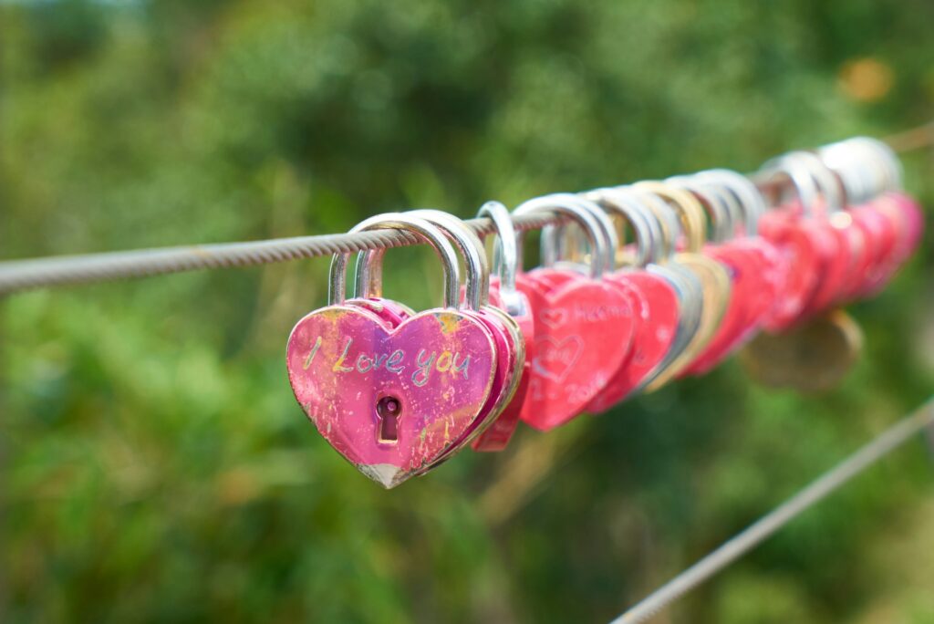 Beautiful chain of locks shaped hearts and a great love quote - 50 Best Love of My Life Quotes